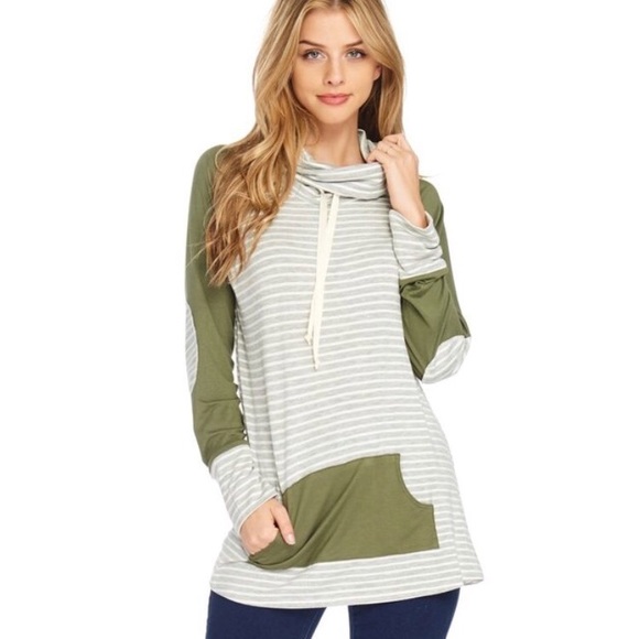 Tops - Last 2! Cowl elbow patch top